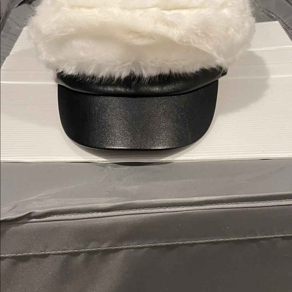 BCBGMaxAzria Black and White Faux Fur Cap - Picture 3 of 6